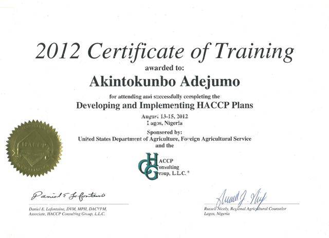 HACCP Certificate